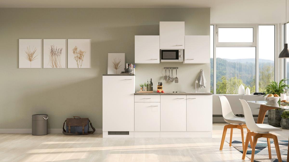 Küchenblock Lucca Weiß/graubraun B: 210 Cm - Graubraun/Weiß, MODERN, Holzwerkstoff (210cm) - FlexWell