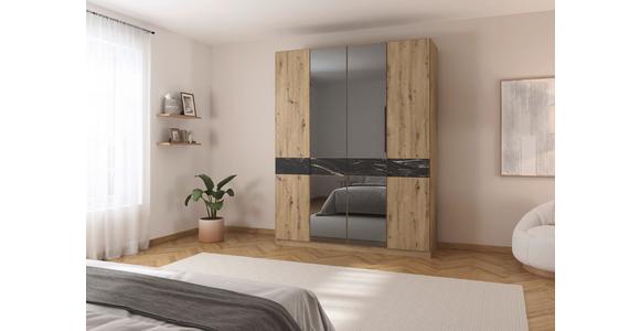 Drehtürenschrank Versitiy-D Eiche Artisan/Marmoroptik 4trg - Eiche Artisan, Trend, Holzwerkstoff (181/229/54cm) - James Wood