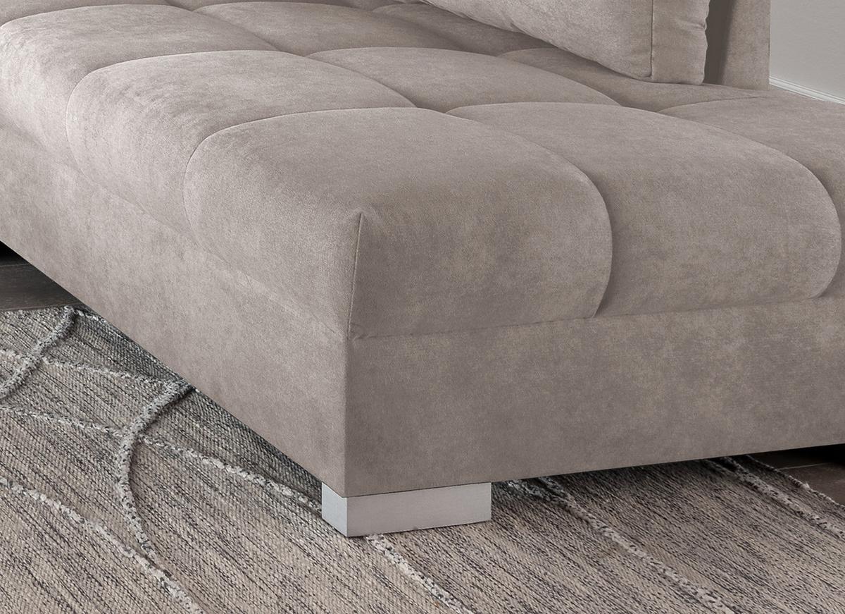 Eckschlafsofa Alvito Taupe S: 298/202 cm - Taupe/Silberfarben, Design, Textil (298/202cm) - MID.YOU