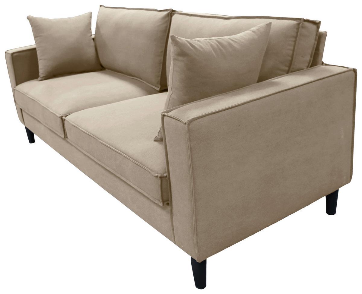 3-Sitzer-Sofa Beluna Beige B: 198,5 cm - Beige/Schwarz, Basics, Textil (198,5/84/83cm) - P & B
