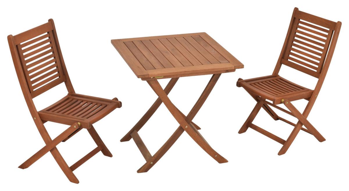 Balkonset Cordoba Set 3tlg. - Naturfarben, MODERN, Holz - Gardenson
