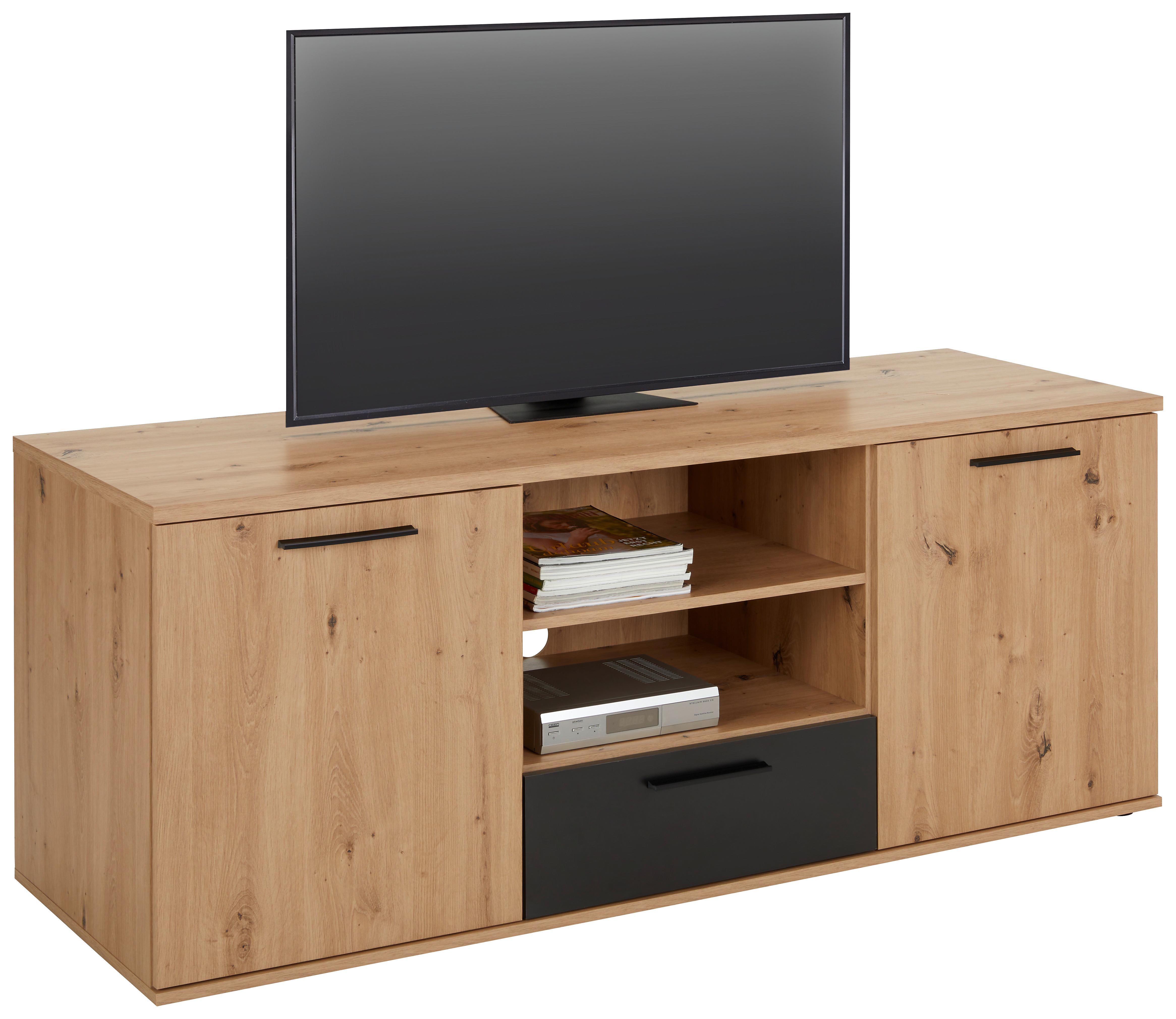 SKRINKA POD TV RACER-LIGHT - čierna/farba duba, Konventionell, kov/kompozitné drevo (155/62/52cm)