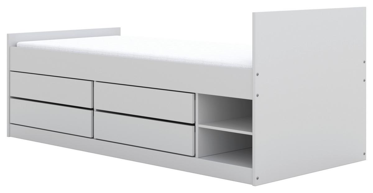 Kinder-/Juniorbett Leon Weiß B: 90cm - Birkefarben/Weiß, MODERN, Holz/Holzwerkstoff (90/200cm) - MID.YOU