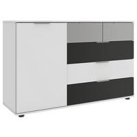 Kommode 130 cm Monaco, Grau/Weiß - Weiß Hochglanz/Hellgrau, MODERN, Glas/Holzwerkstoff (130/83/41cm) - MID.YOU