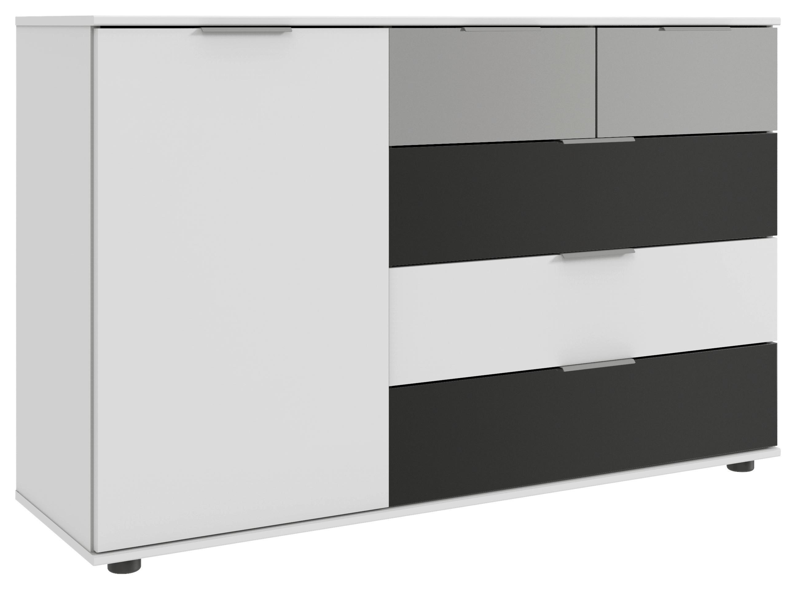 Kommode 130 cm Monaco, Grau/Weiß