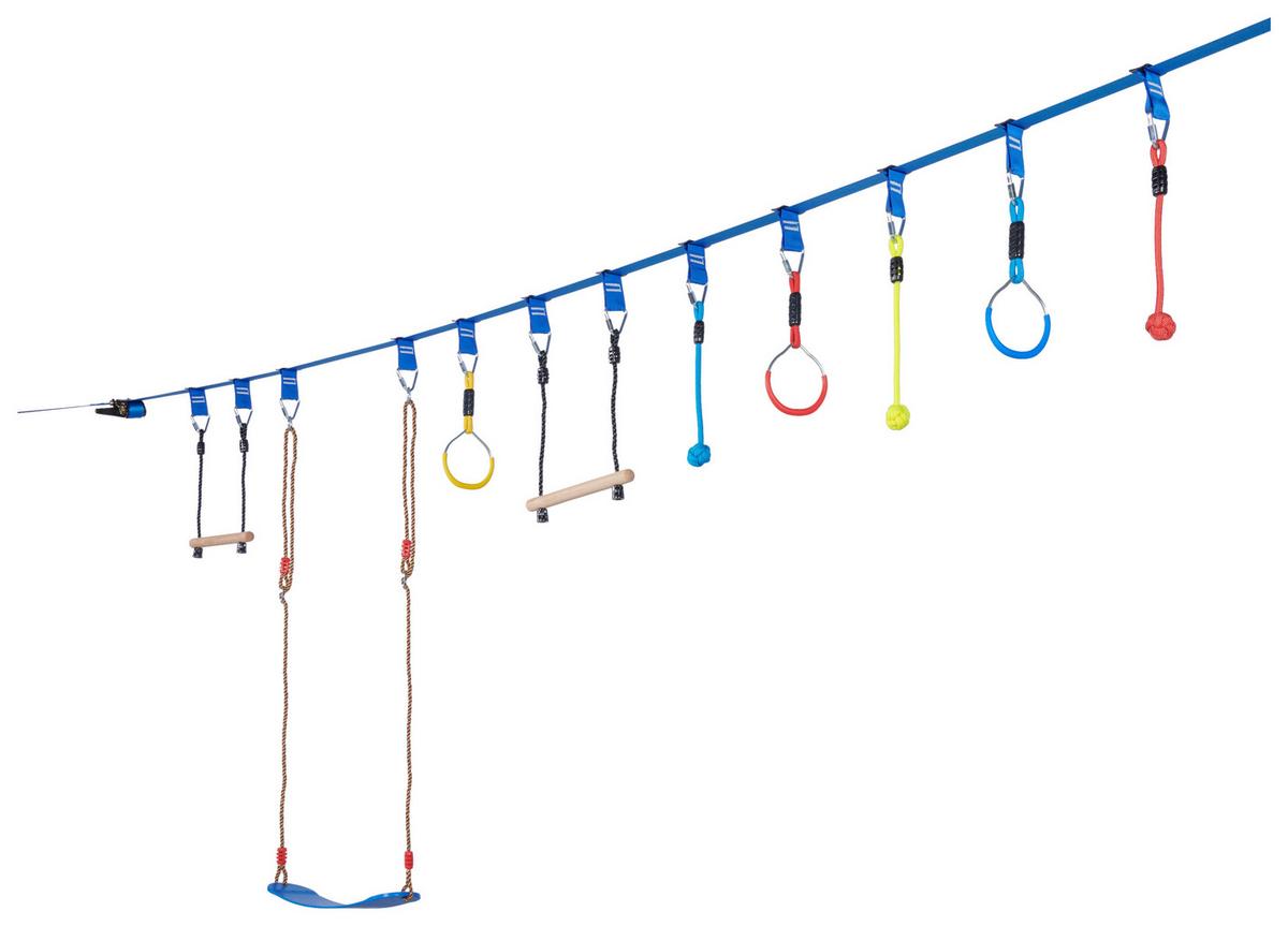 Slackline Ninja-set Blau 15 M + Baumschutz - Blau, Basics, Textil (15cm)