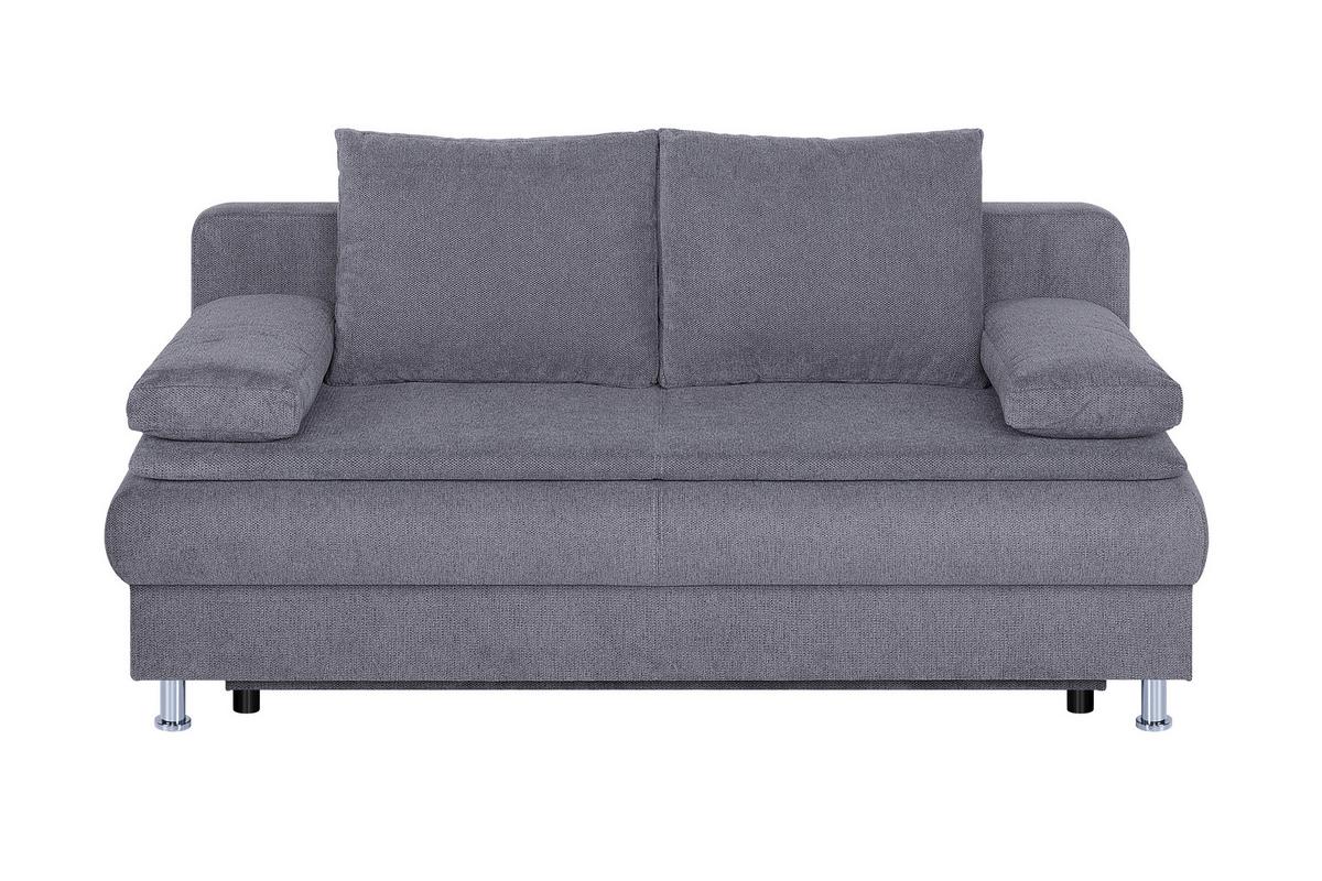 Schlafsofa mit Bettkasten Ken Graubraun - Chromfarben/Graubraun, Design, Textil (200/92/90cm) - P & B