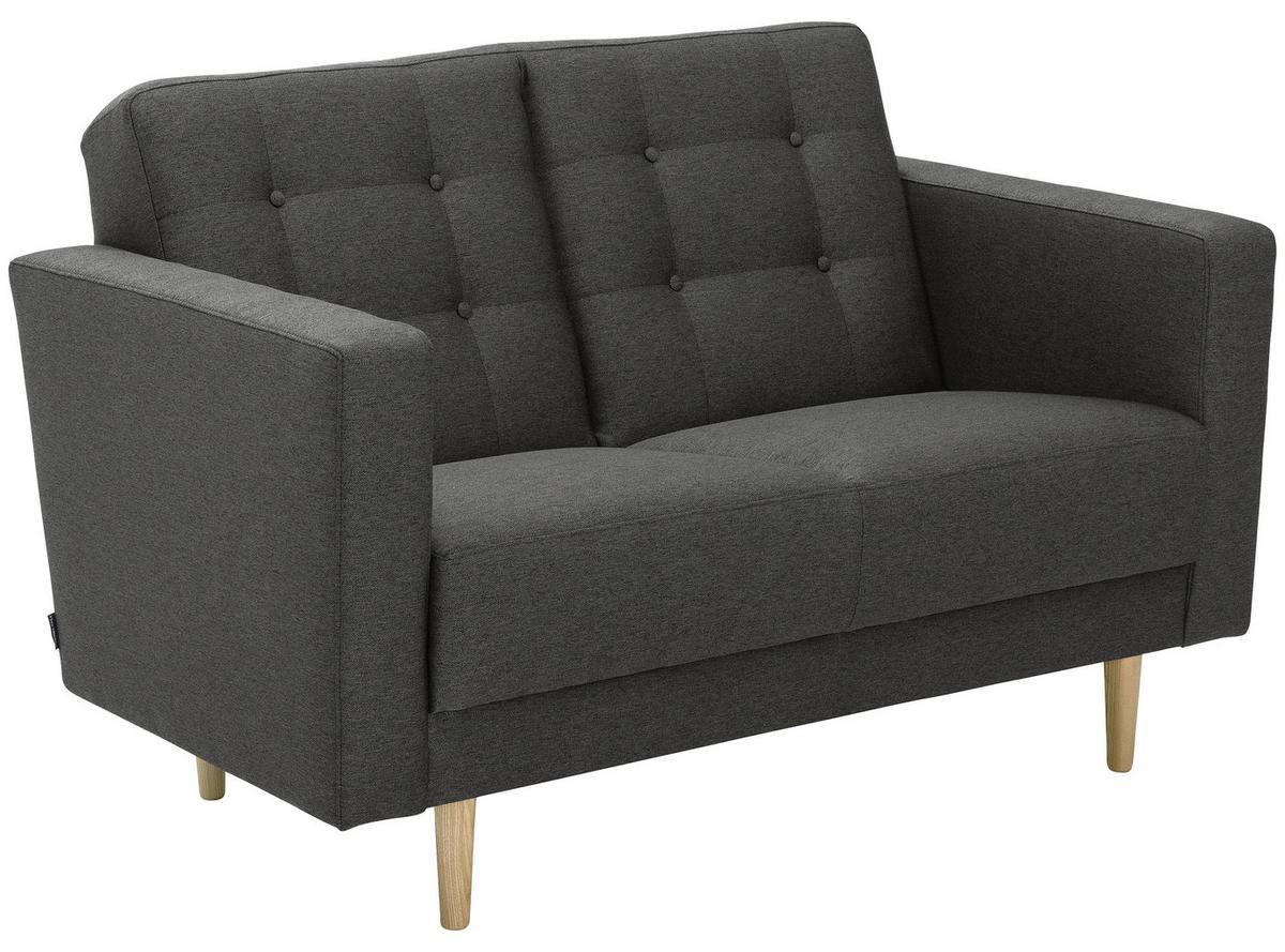 2-Sitzer-Sofa + Schlaffunktion Jasmin mit Armlehnen Anthrazit - Eschefarben/Anthrazit, MODERN, Textil (128/81/83cm) - Max Winzer