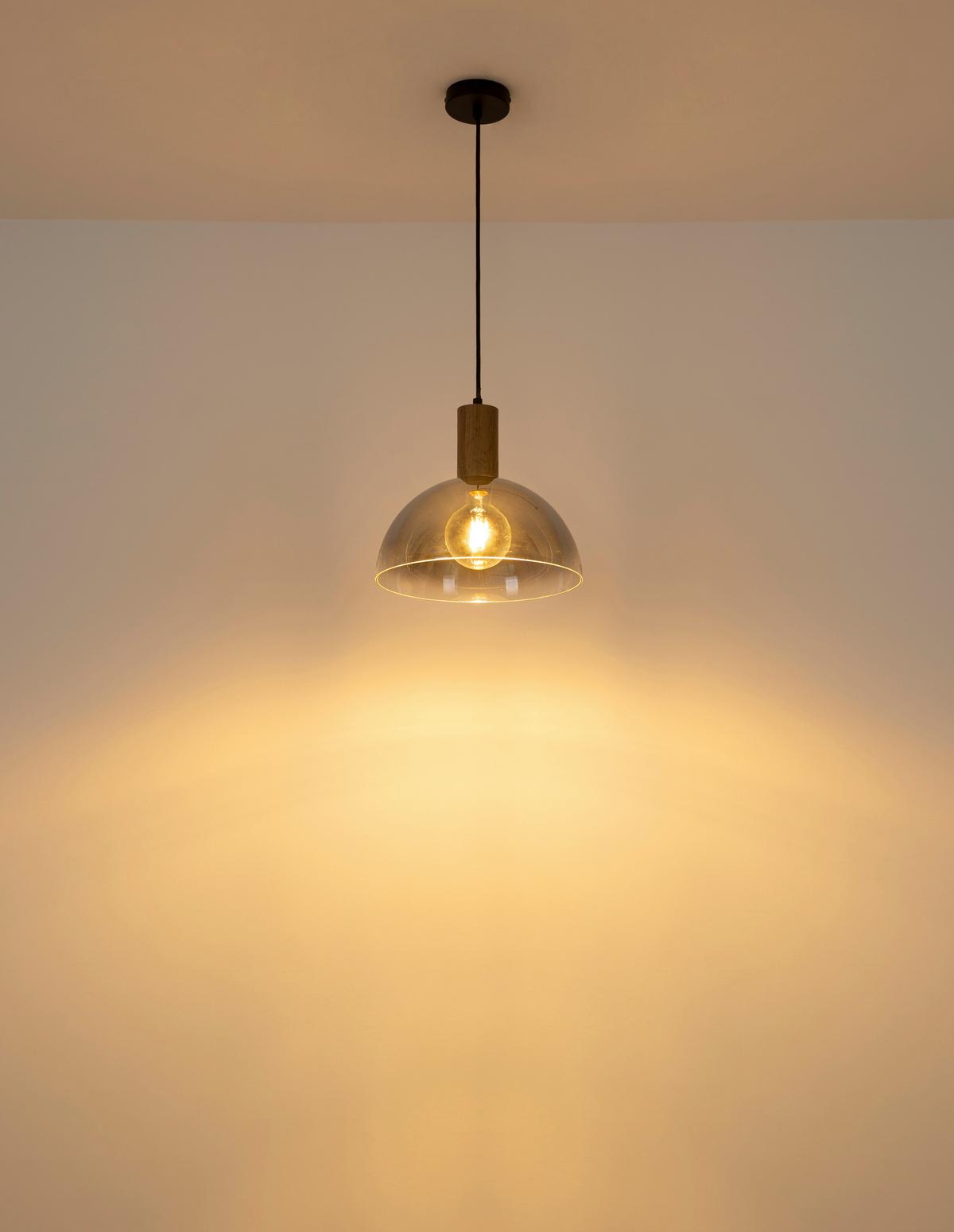 Hängeleuchte Exkl. 1xe24, 60w - Klar/Dunkelbraun, Design, Glas/Holz (30/12cm) - Globo