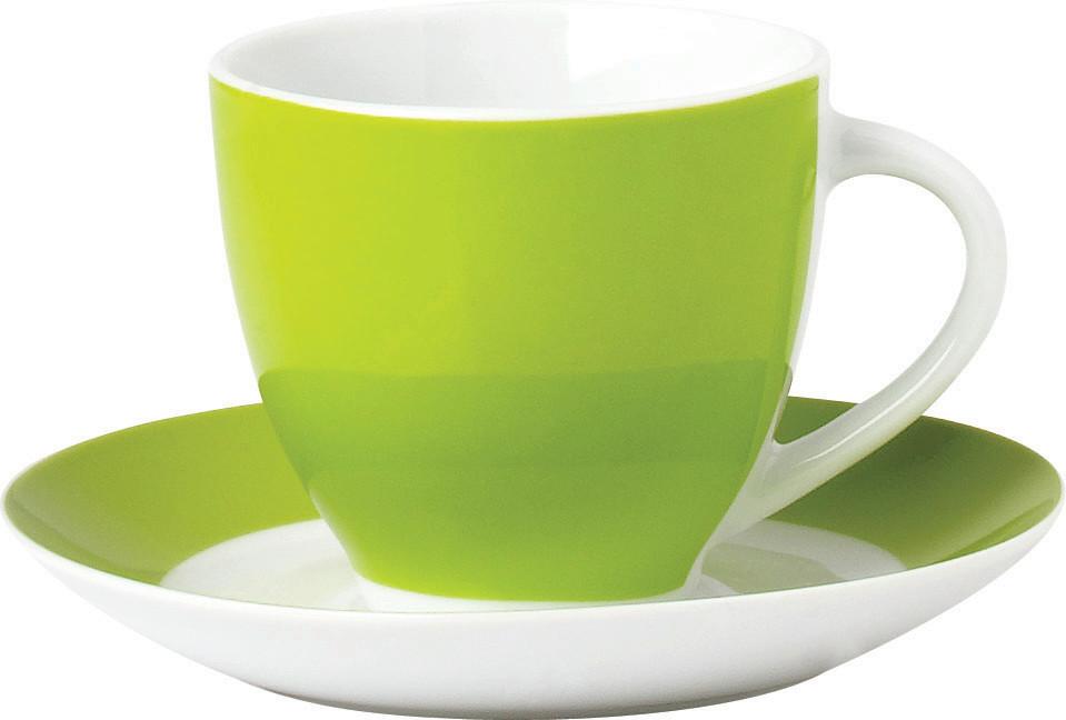 Tassenset Grün Weiß 6-teilig B: 10,5 cm - Weiß/Grün, Basics, Keramik (10,5/7,3/8cm) - Van Well