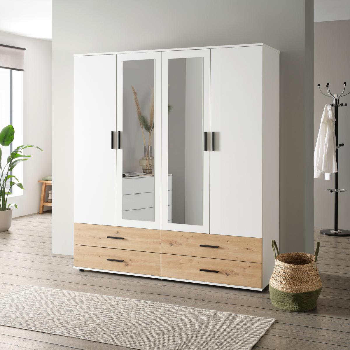 Šatníková skriňa Rasant RASANT - čierna/biela, Konventionell, kompozitné drevo/plast (168/188/52cm) - Mömax