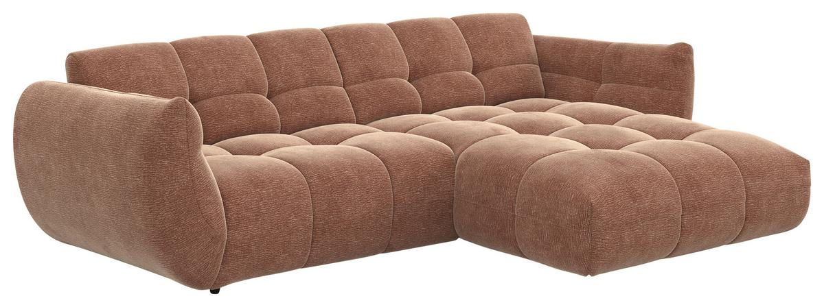 Rohová sedačka PANDA, pravá, staroružová ženilka - čierna/staroružová, Modern, textil/plast (280/178cm) - Premium Living