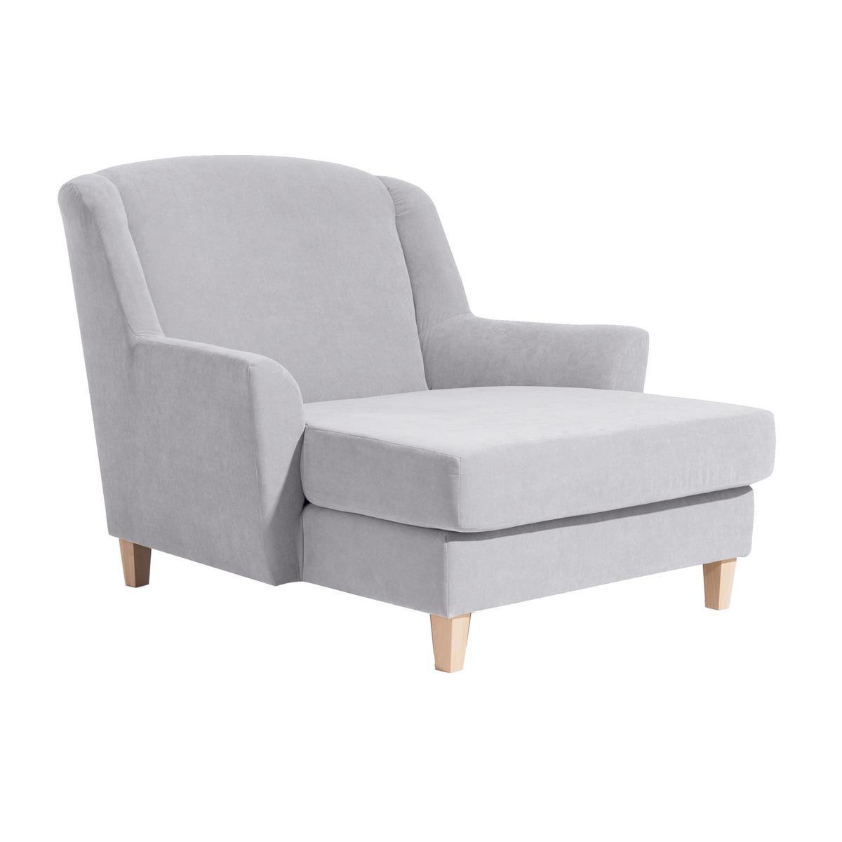 Big Sessel Mit Armlehnen Judith Velours Silberfarben - Silberfarben/Naturfarben, MODERN, Textil (136/107/142cm) - Max Winzer
