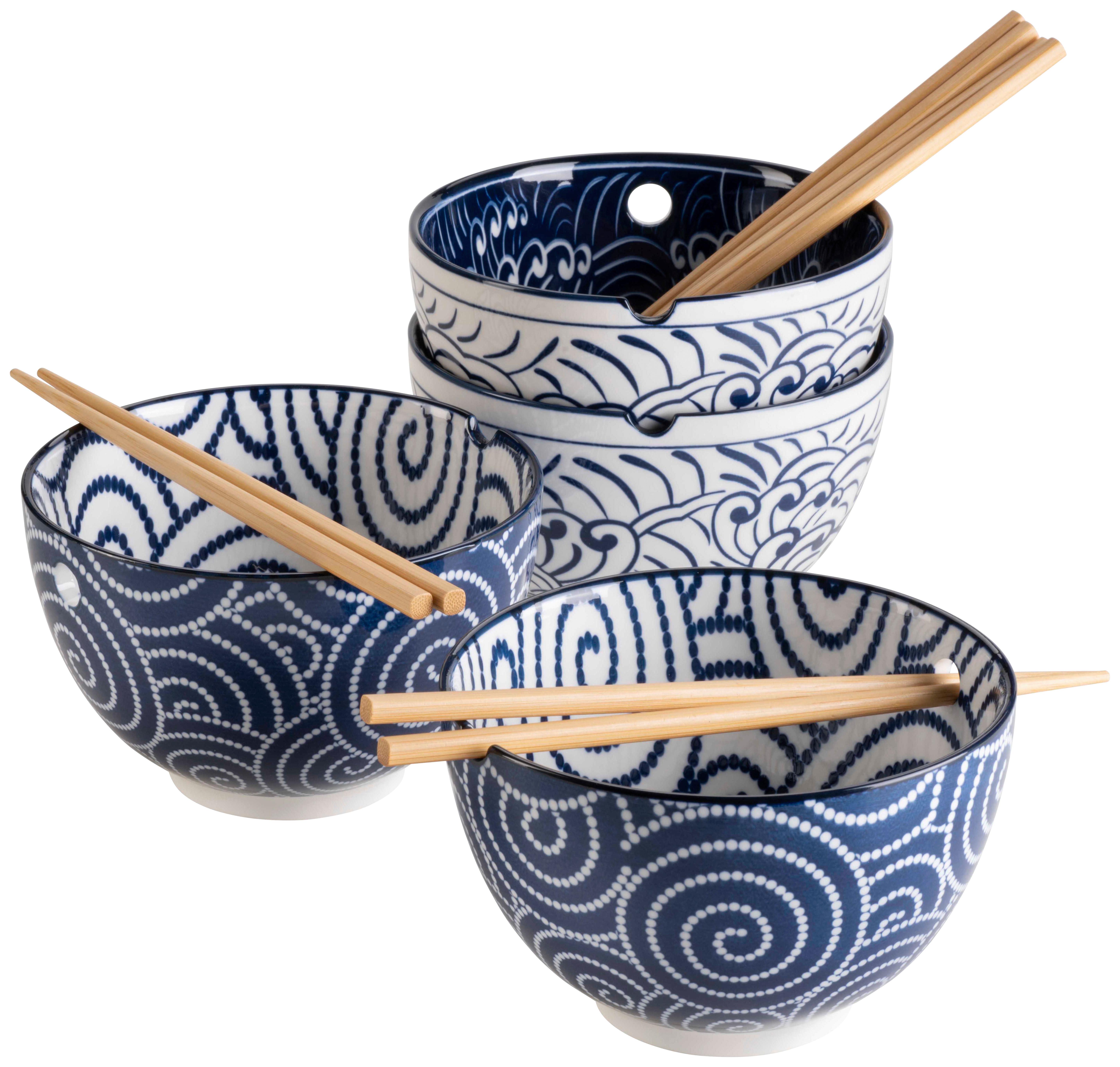 Schüsselset Jurka Blau/Weiß, 8-teilig