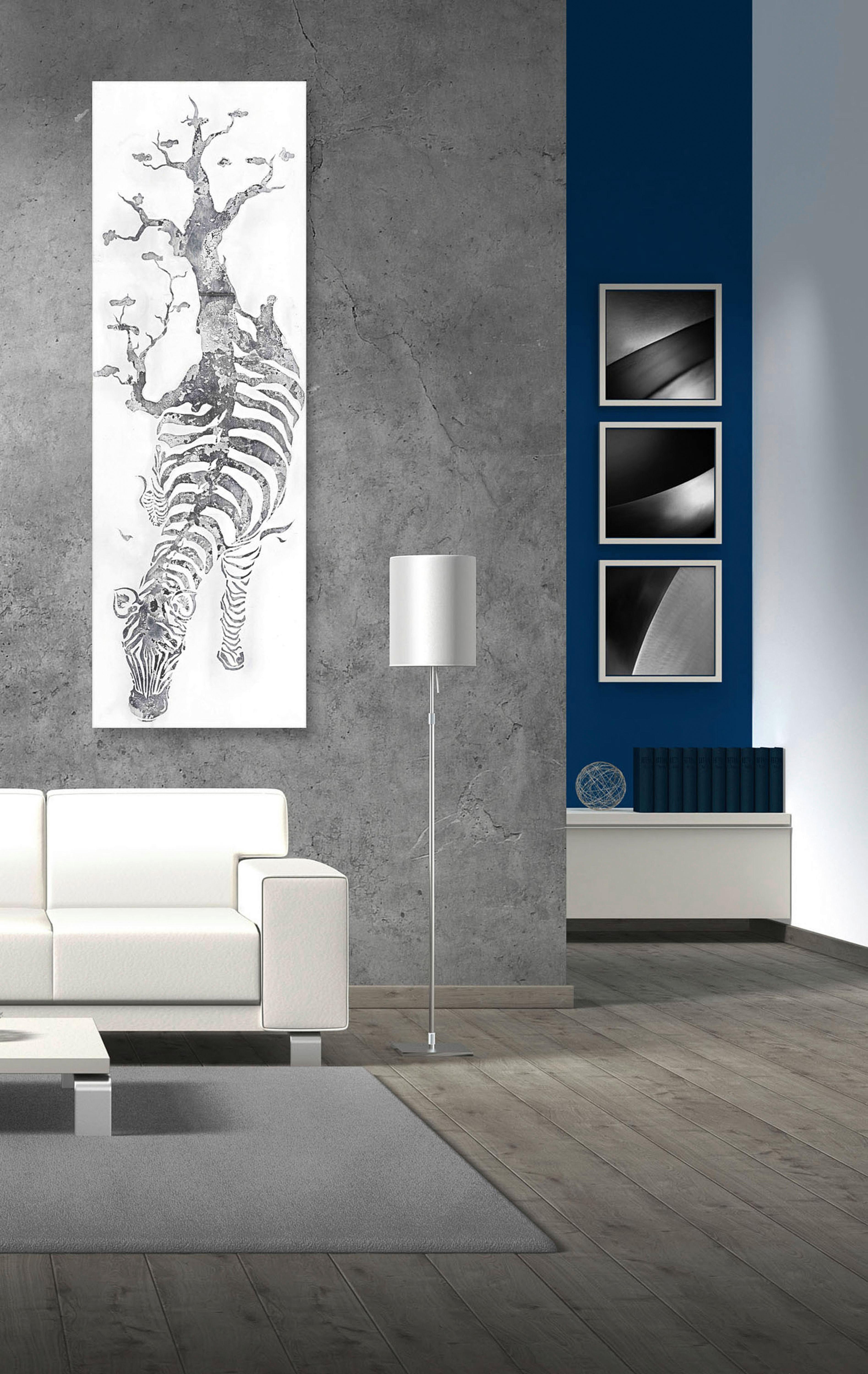 Bild Serengeti Silberfarben, 50x150 cm - Silberfarben, LIFESTYLE, Holz/Textil (50/150/3,8cm) - Kayoom