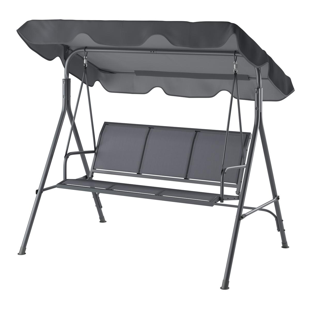 Hollywoodschaukel Kerstin - Dunkelgrau, MODERN, Textil/Metall (118/170/153cm) - Beldano