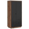 Drehtürenschrank Mit Schubladen 94cm Forn Schwarz - Eichefarben/Schwarz, MODERN, Holzwerkstoff (94/200,5/56,5cm) - MID.YOU