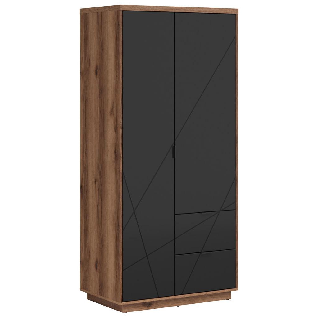 Drehtürenschrank mit Schubladen 94cm Forn Schwarz