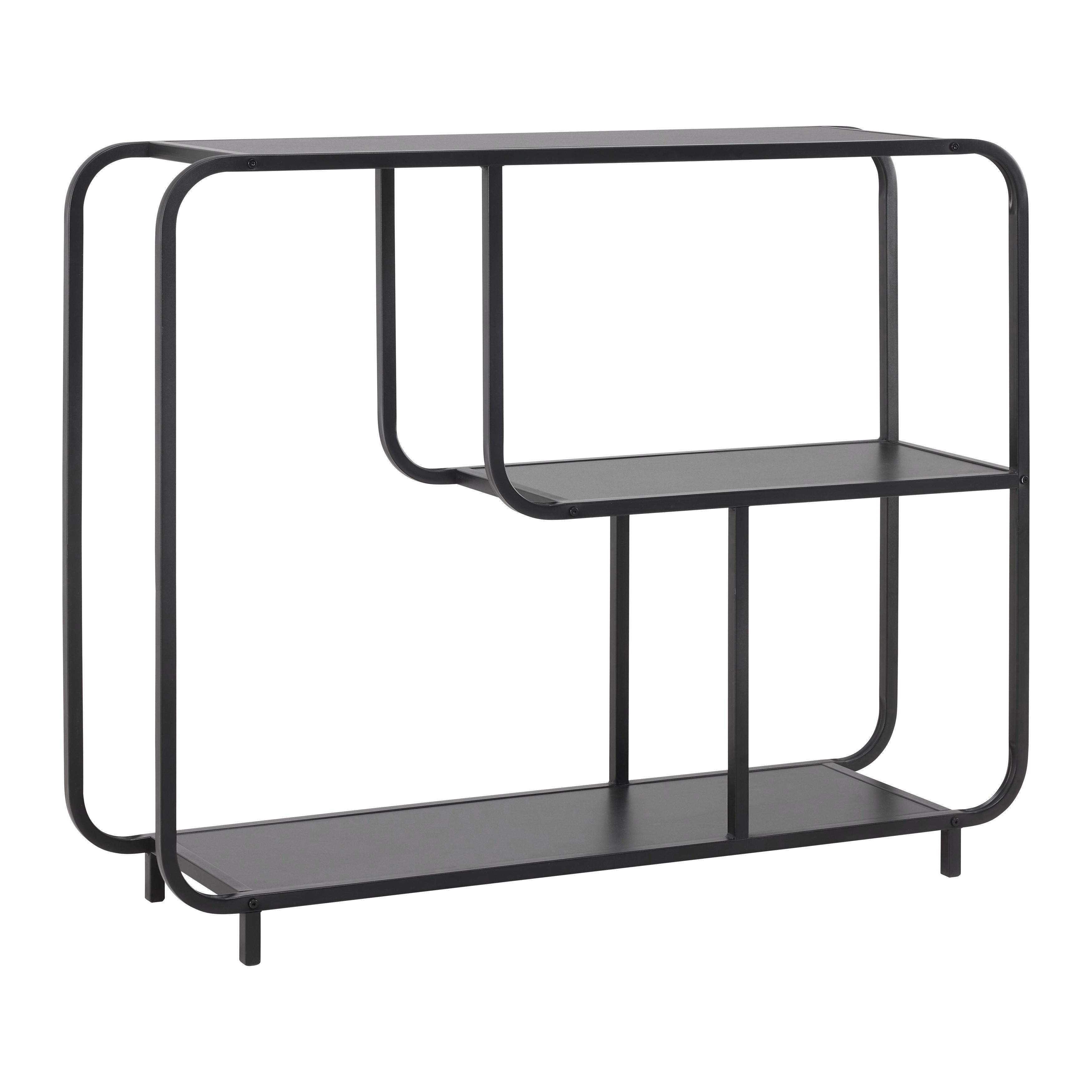 REGÁL BEND -EXKLUSIV- - čierna, Modern, kov/kompozitné drevo (120/95/33cm) - Mömax