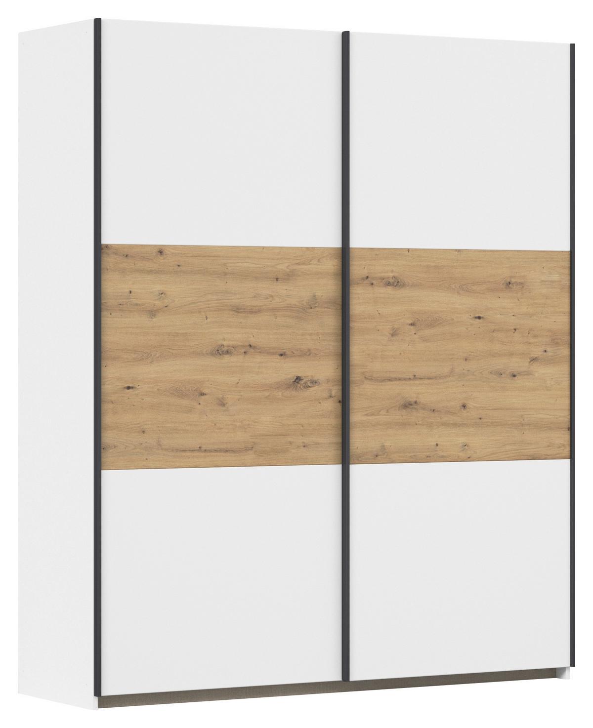 Schwebetürenschrank Neo Weiß Eiche Artisan Dekor - Weiß/Eiche Artisan, MODERN, Holzwerkstoff (175/210/59cm) - Rauch Möbel