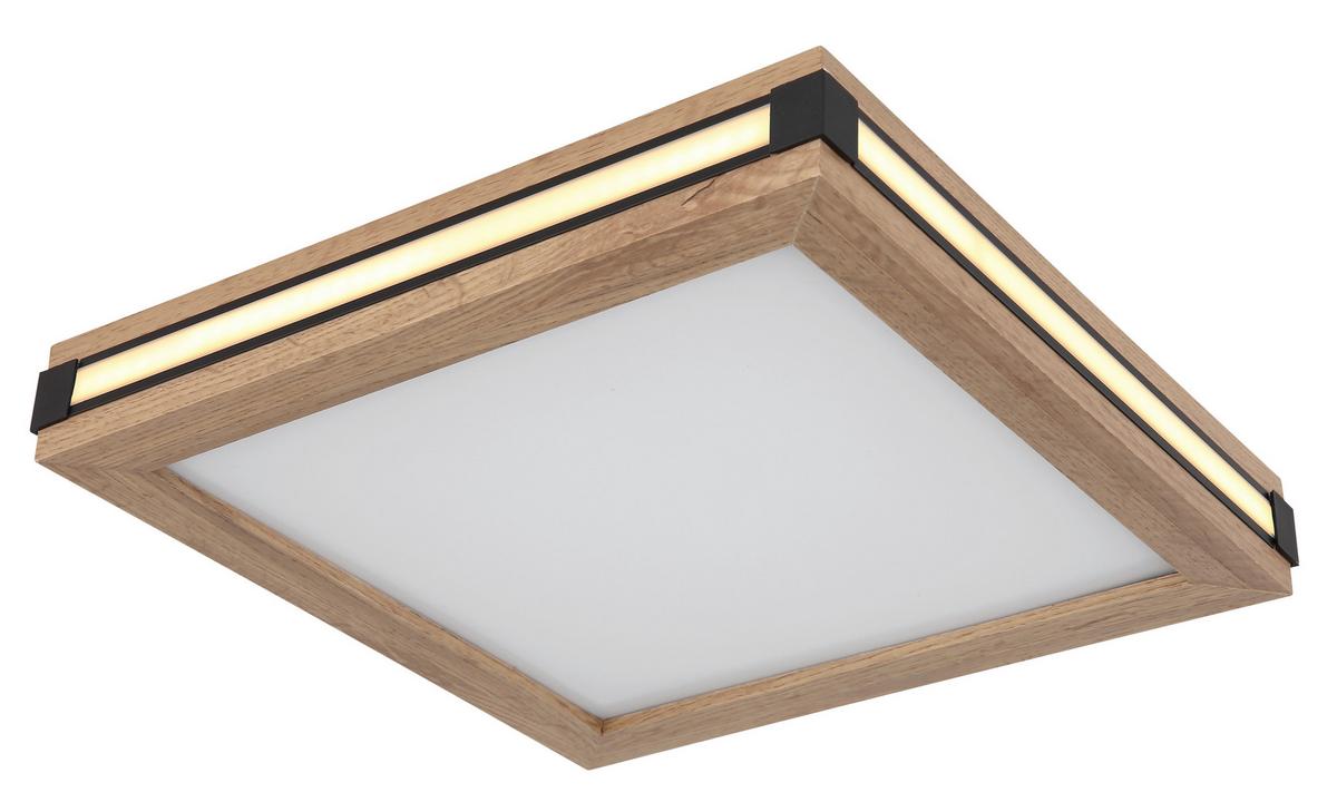 Led Mennyezeti Lámpa 41589d1 - sötétbarna/fekete, Natur, műanyag/faalapú anyag (30/30/7,5cm) - Globo