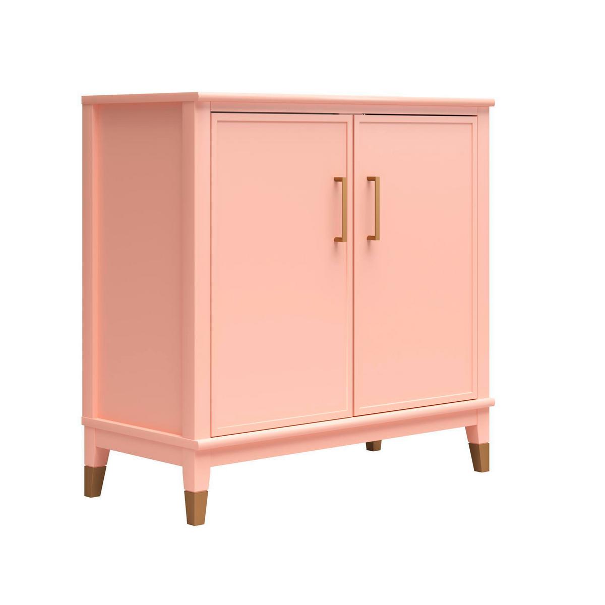 Highboard Westerleigh Hellrosa B: 86 cm - Hellrosa/Goldfarben, Design, Holzwerkstoff/Metall (86/85/41cm) - MID.YOU