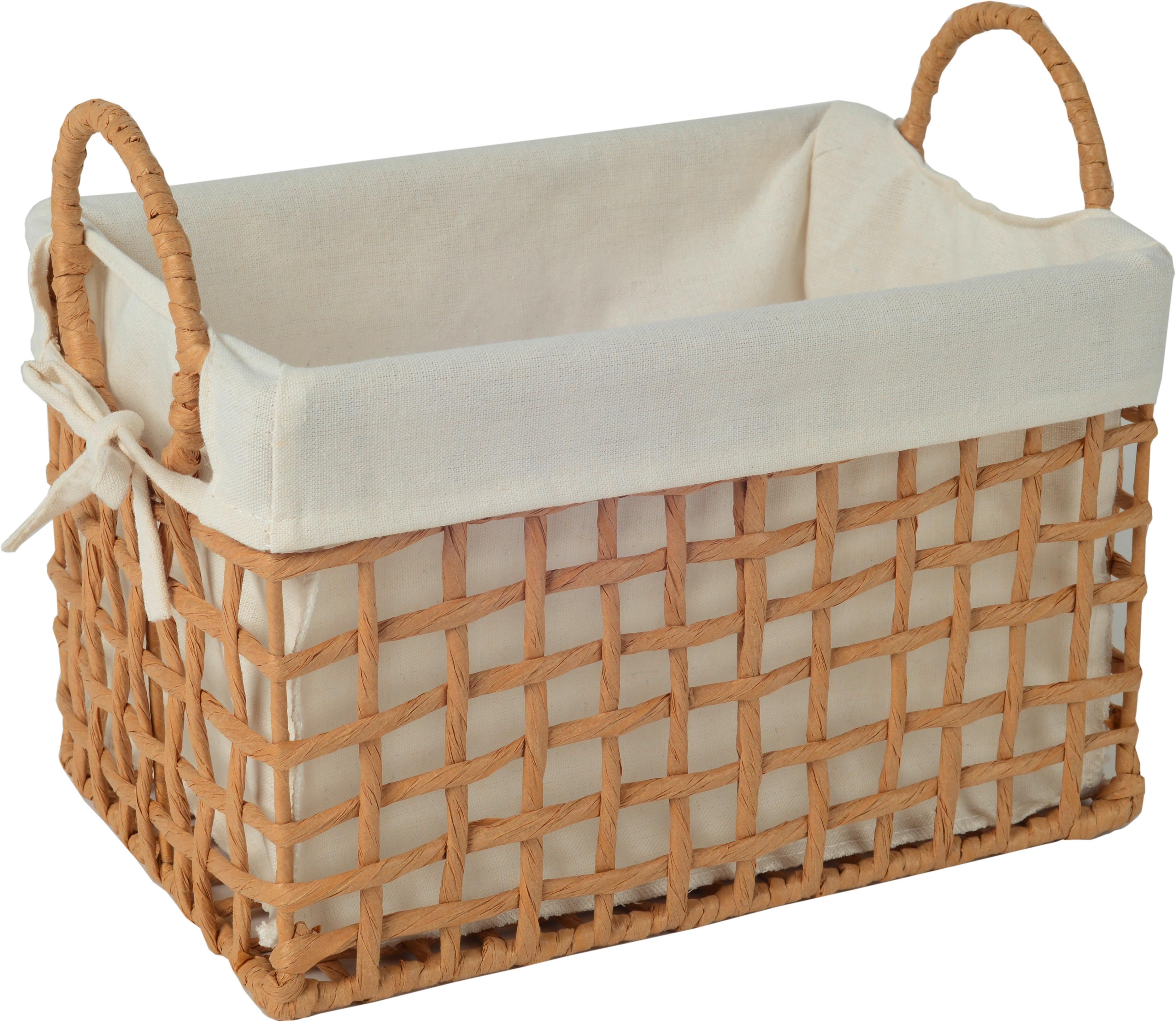 Regalkorb Alejna - Naturfarben/Weiß, ROMANTIK / LANDHAUS, Papier/Textil (30/20/19cm) - Luca Bessoni