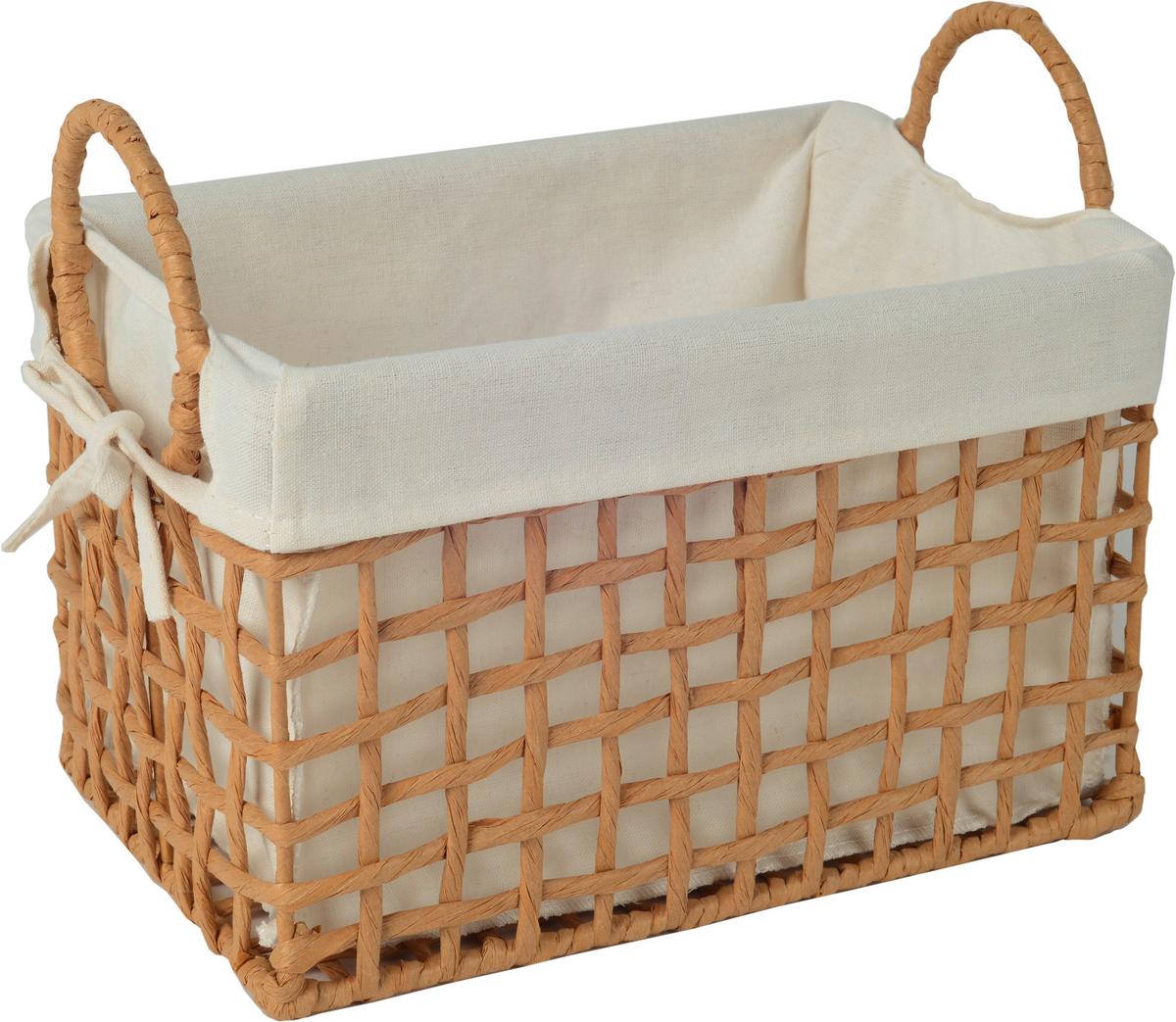 Regalkorb Alejna - Naturfarben/Weiß, ROMANTIK / LANDHAUS, Papier/Textil (30/20/19cm) - Luca Bessoni
