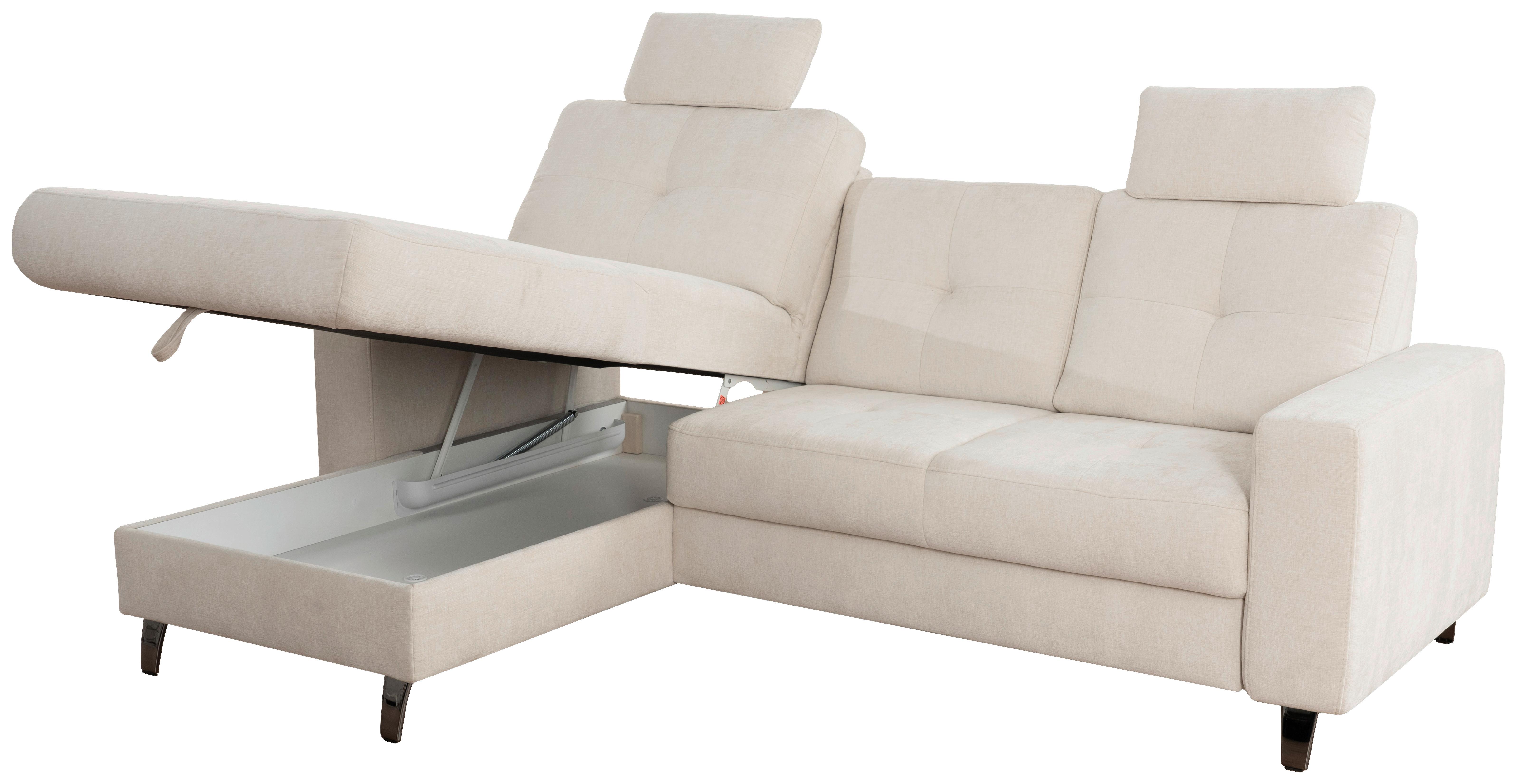 James Wood Ecksofa Varese Naturfarben, S: 164x239 cm - Beige/Schwarz, KONVENTIONELL, Textil (164/239cm) - James Wood