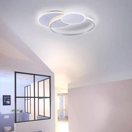 LED-Deckenleuchte Emilio L: 65 cm mit Farbtemperaturwechsler - Silberfarben, Design, Kunststoff/Metall (65/55,5/7cm) - Paul Neuhaus