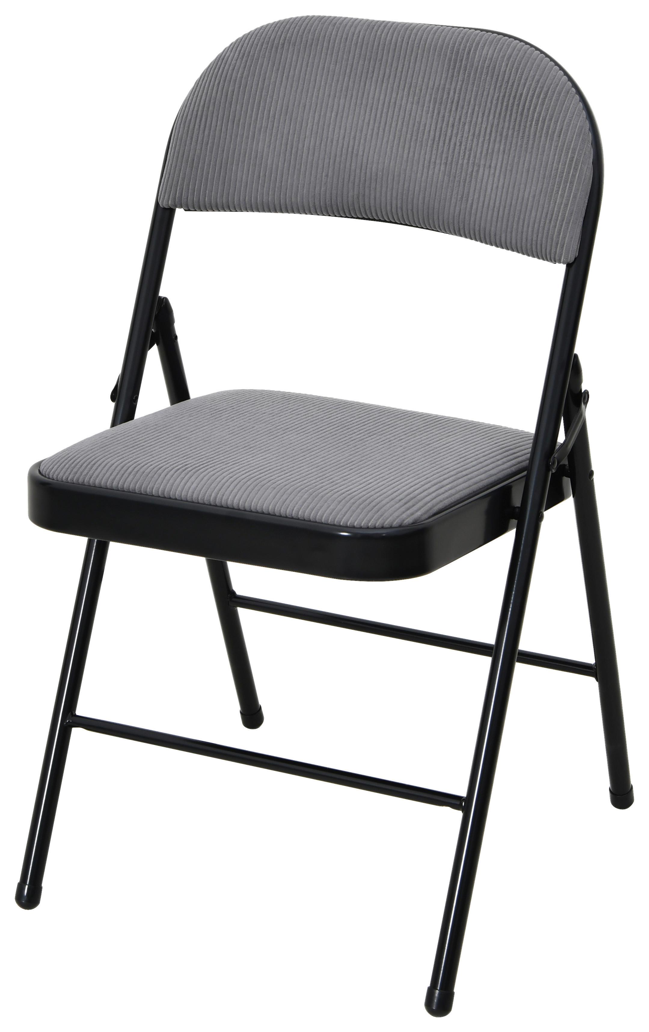 Klappsessel Walter Grau/schwarz Metall, Kordbezug