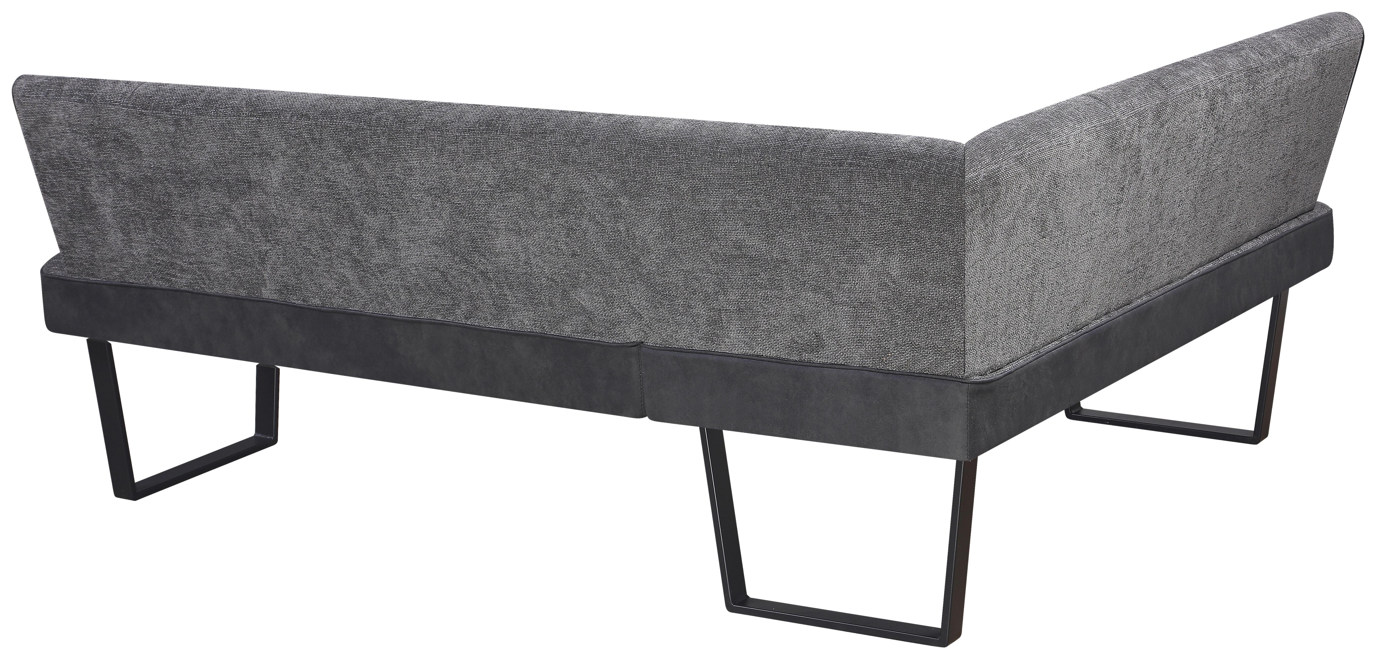 Eckbank Pag - Schwarz/Grau, KONVENTIONELL, Textil/Metall (160/200cm) - MID.YOU
