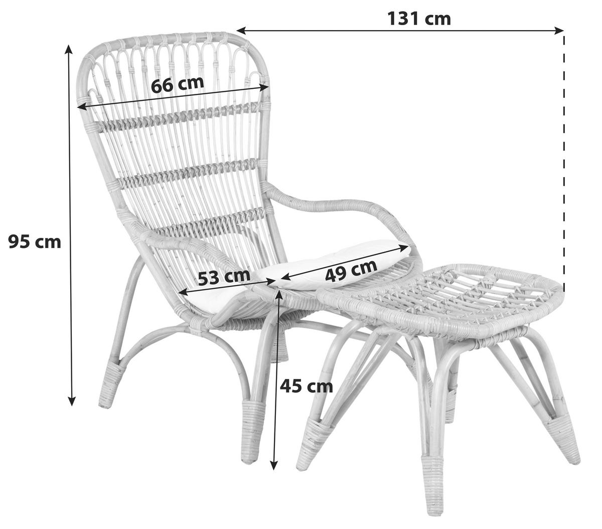 Loungesessel Ella - Braun/Weiß, KONVENTIONELL, Holz (66/95/131cm) - Gardenson
