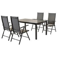Gartenmöbel Set 5-tlg. Amalfi aus Aluminium - Graphitfarben/Grau, MODERN, Textil/Metall - Gardenson