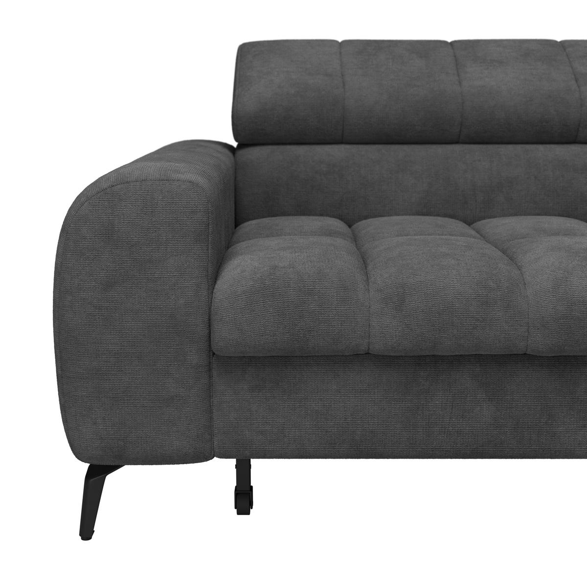 Ecksofa Volf rechts new dunkelgrau, S: 261x203 cm - Dunkelgrau/Schwarz, Trend, Kunststoff/Textil (261/203cm)