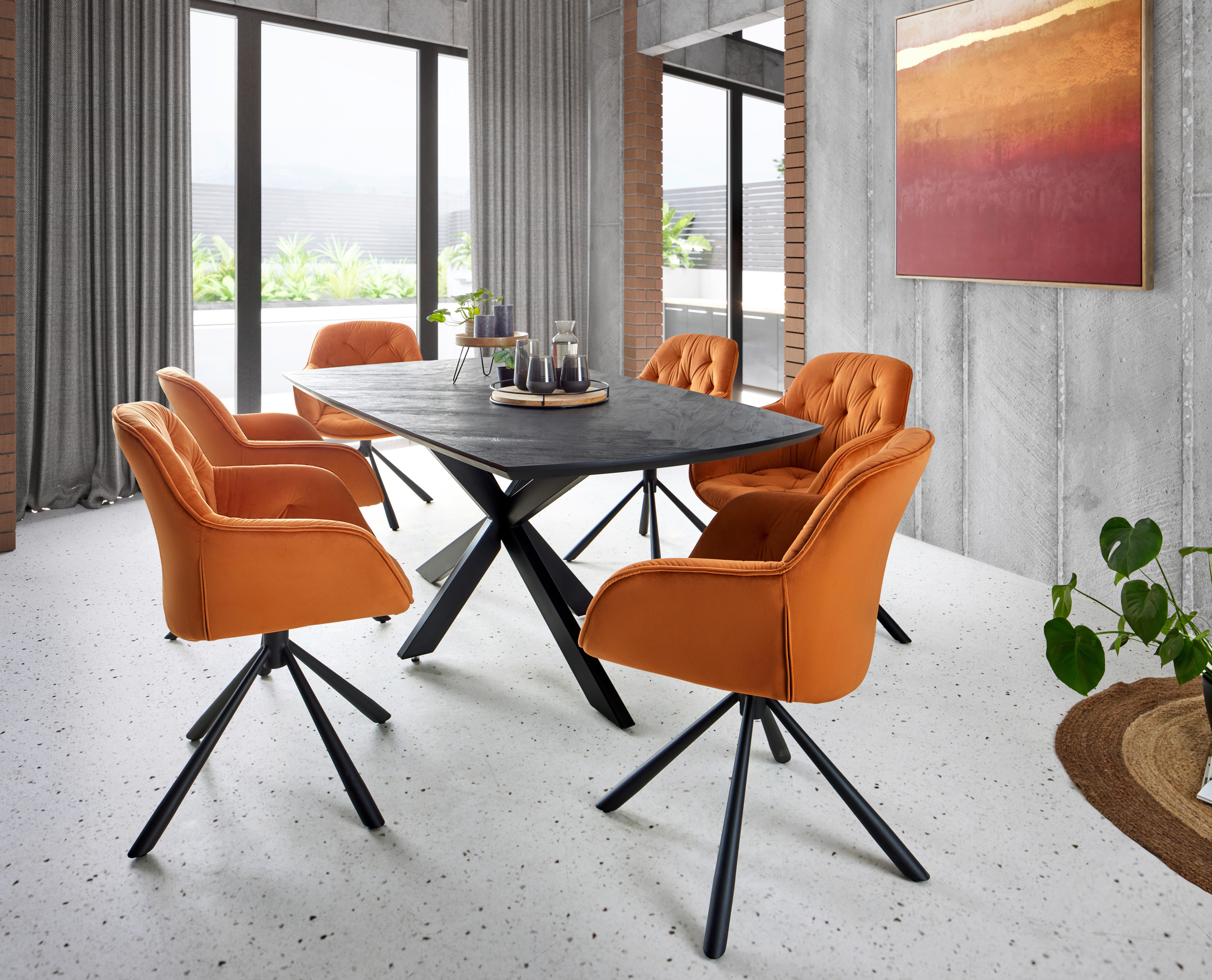 Stolička EILEEN oranžová - oranžová/čierna, Lifestyle, kov/textil (68/86/64cm) - Premium Living