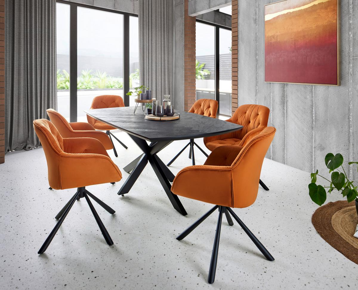 Stolička EILEEN oranžová - oranžová/čierna, Lifestyle, kov/textil (68/86/64cm) - Premium Living