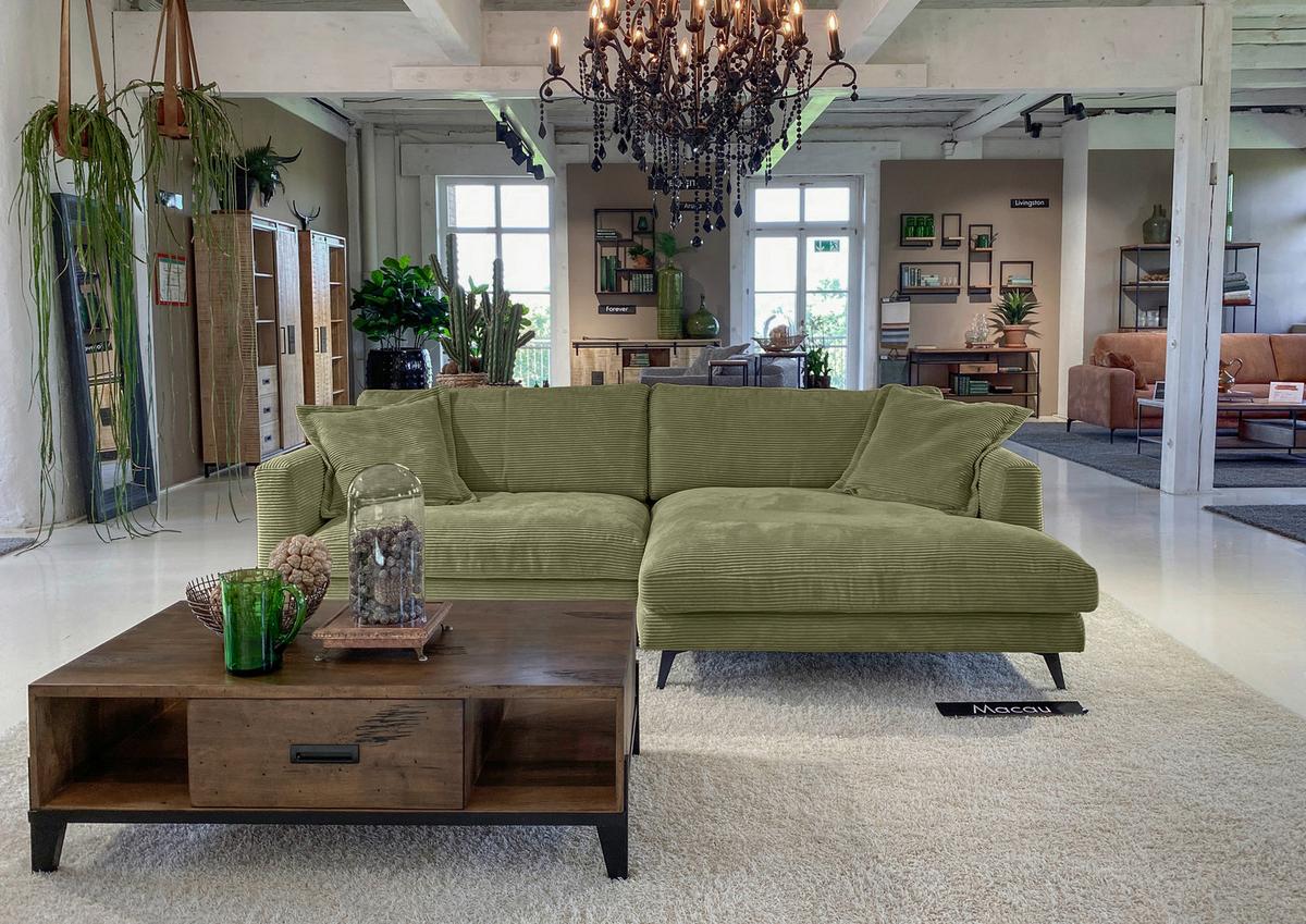 Ecksofa Macau, Olivgrün S: 270x140 cm - Schwarz/Olivgrün, LIFESTYLE, Textil (270/140cm) - Livetastic