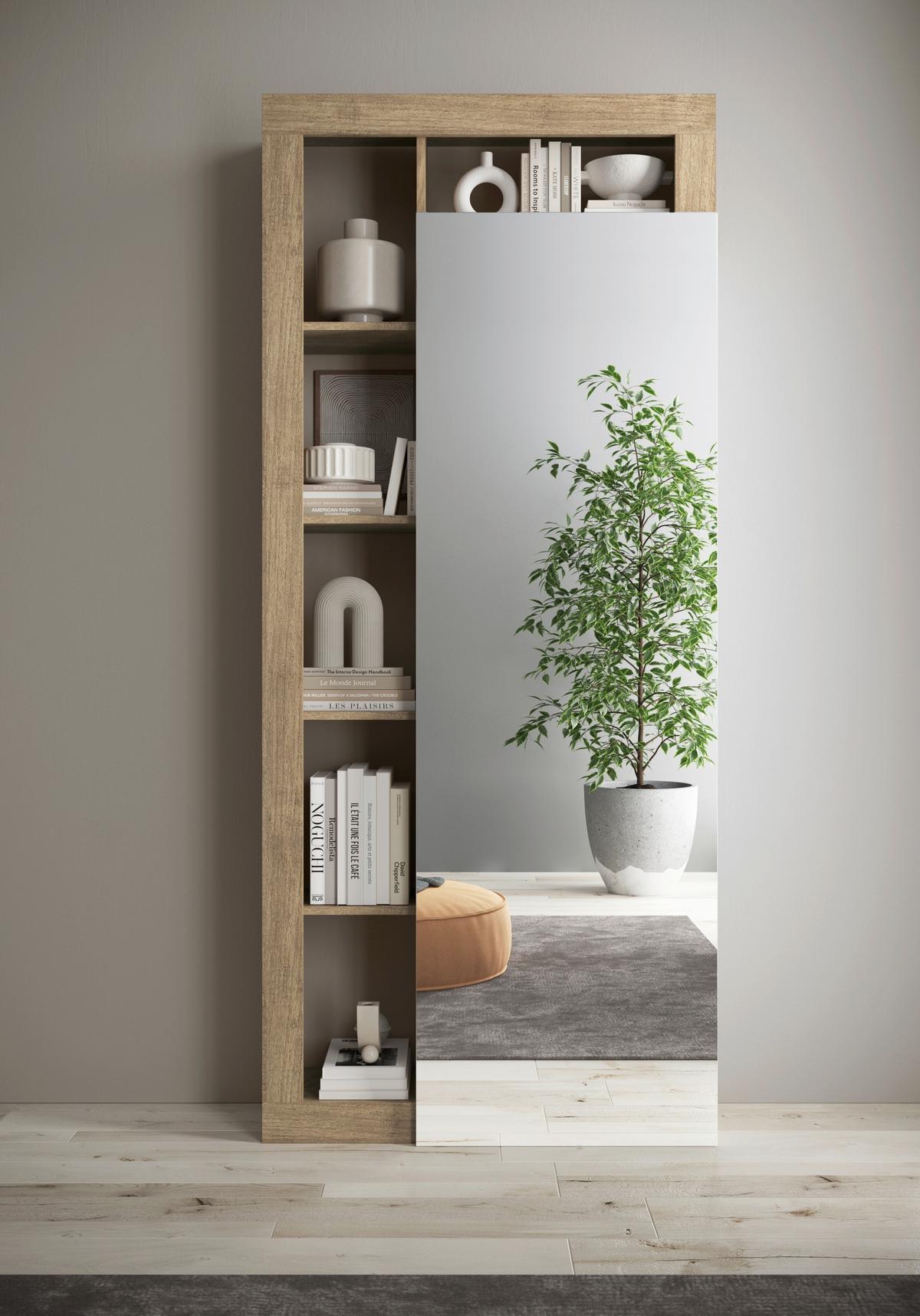 Garderobe Hamburg Eichefarben/Weiß B: 91 cm - Eichefarben/Weiß Hochglanz, Basics, Holzwerkstoff (91/209/30cm)