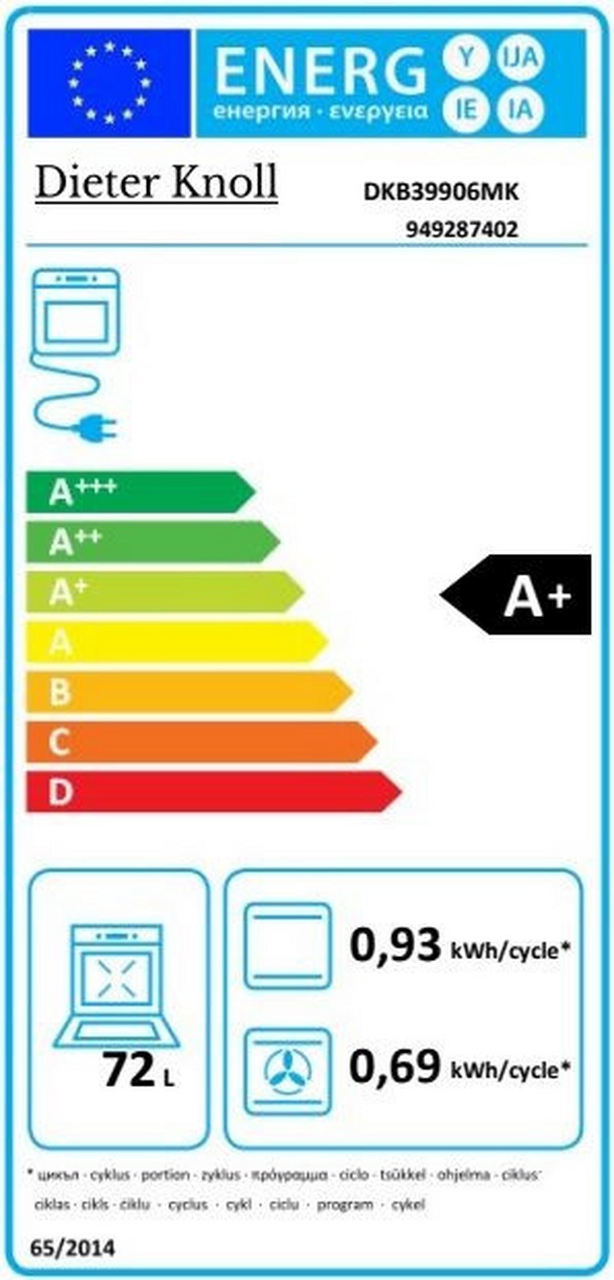 Vestavná trouba DKB39906MK - černá, Basics, kov/sklo (59,4/59,4cm) - Dieter Knoll