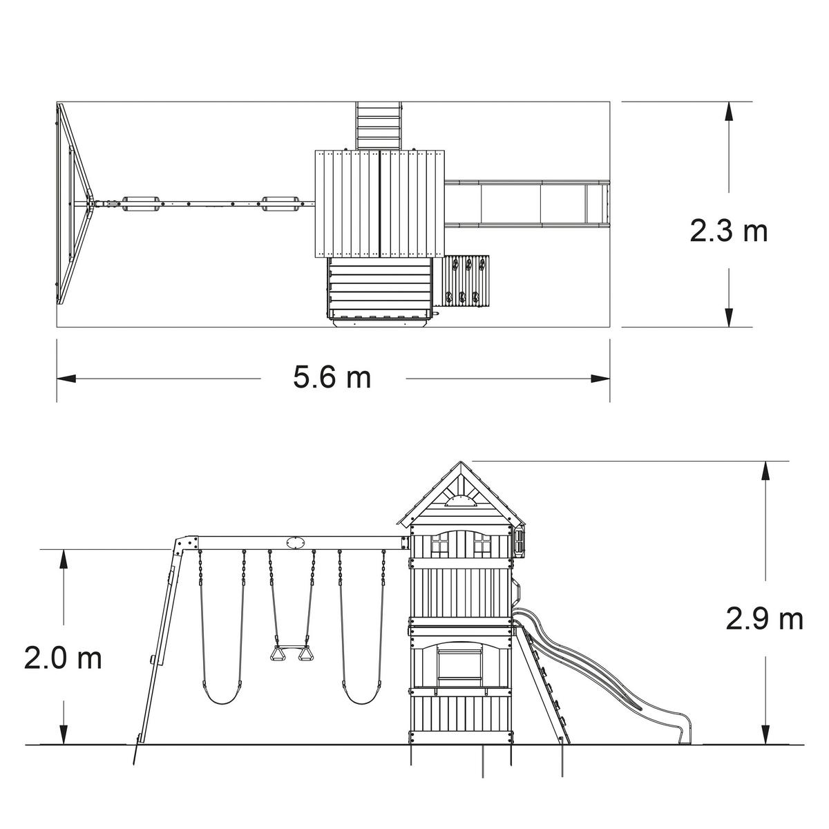 Spielturm Atlantic Aus Zedernholz Massiv - Dunkelgrün/Gelb, Basics, Holz/Kunststoff (551,2/284,5/236,2cm) - Ambia Garden