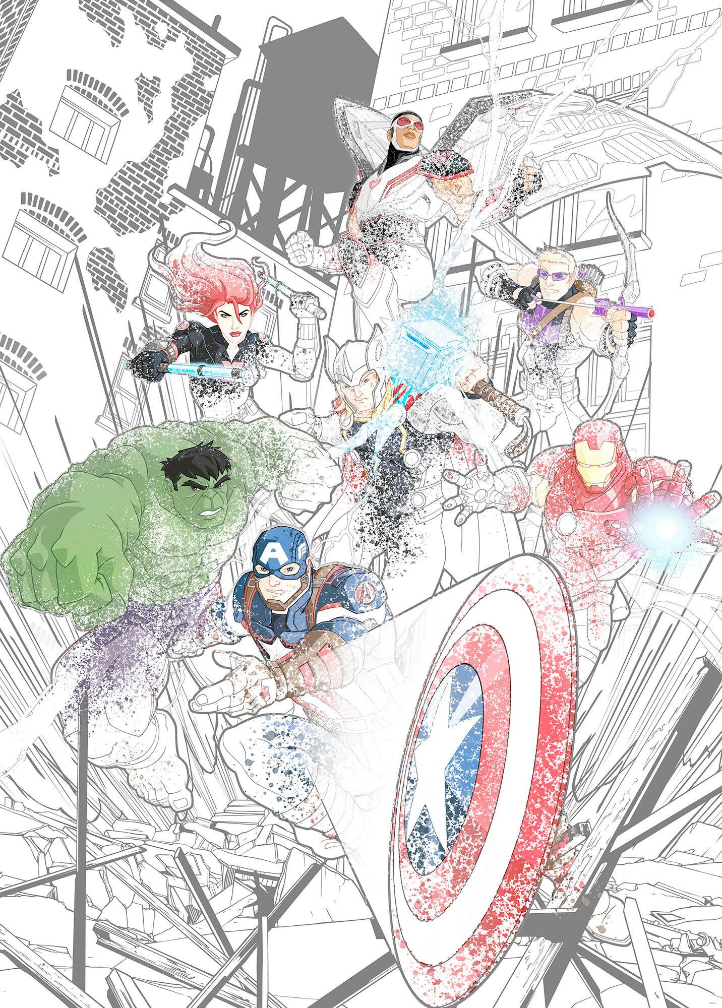Fototapete Avengers Attack - Multicolor, Trend, Textil (200/280cm)