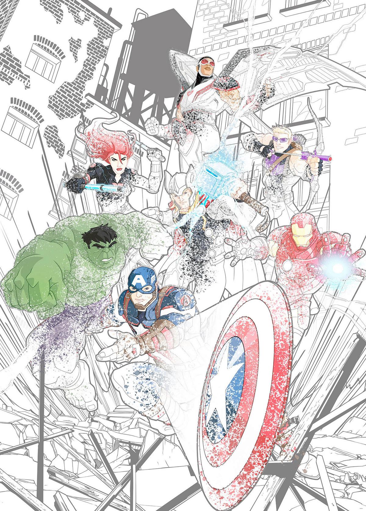 Fototapete Avengers Attack - Multicolor, Trend, Textil (200/280cm)