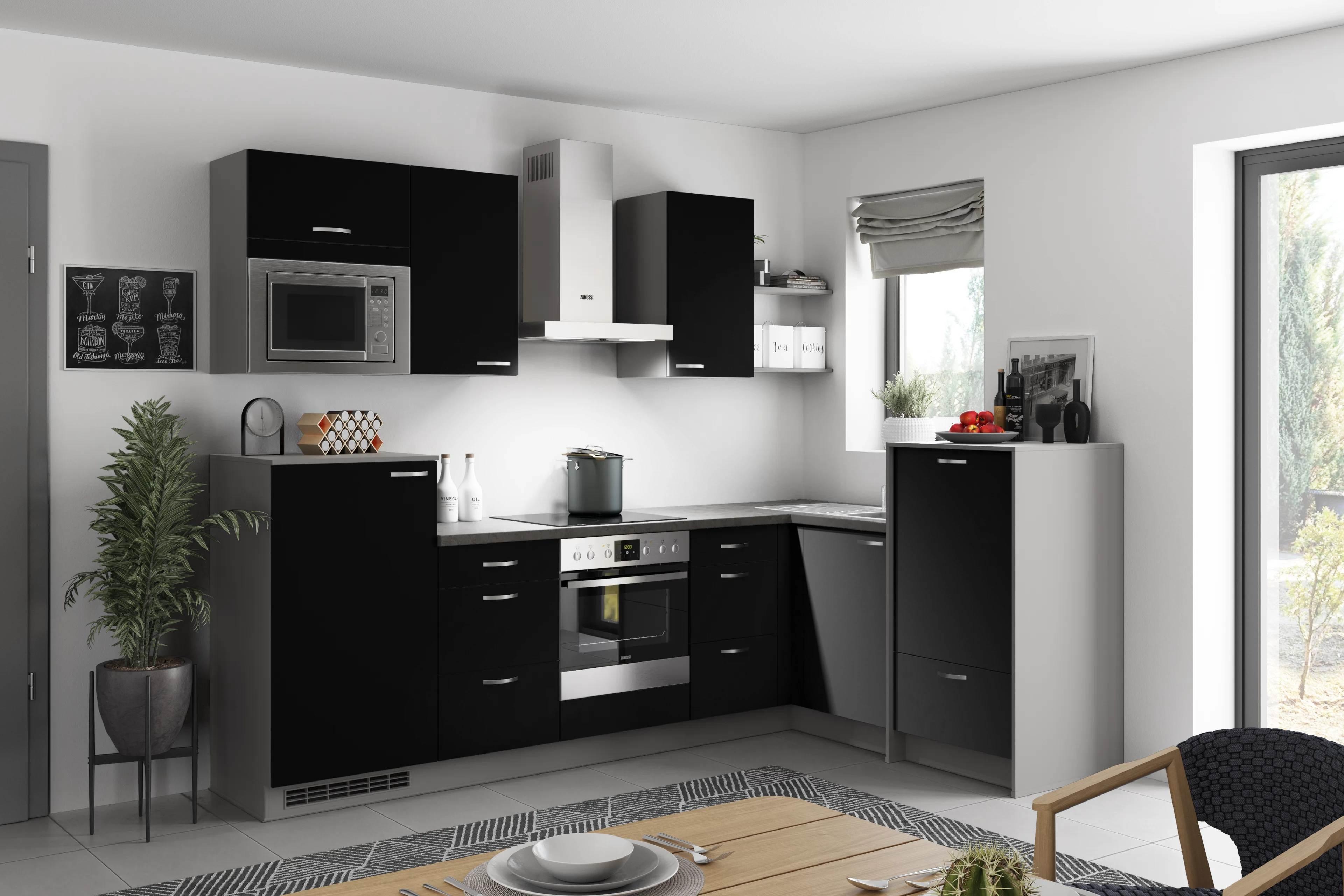 Eckküche Clean - Anthrazit/Schwarz, MODERN, Holzwerkstoff (280/178cm) - Express