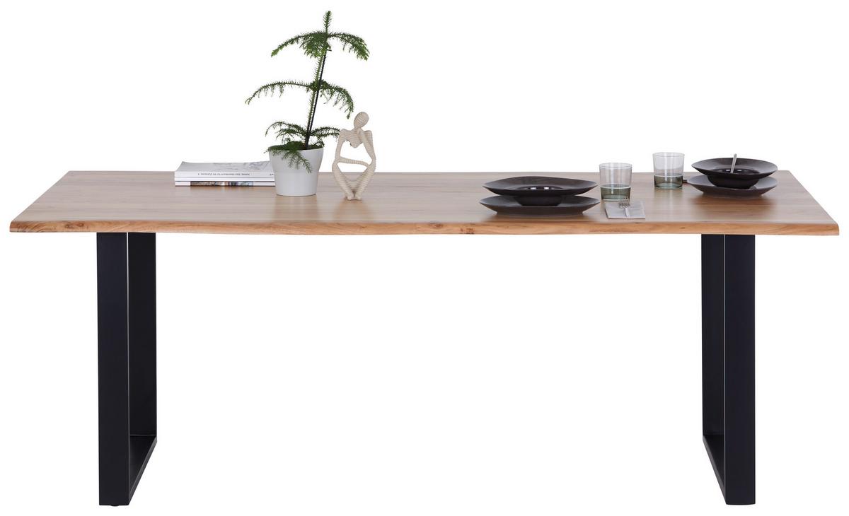 Esstisch Echtholz Mundra 200x76cm Schwarz/Akazienfarben - Schwarz/Akaziefarben, KONVENTIONELL, Holz (200/76/90cm)