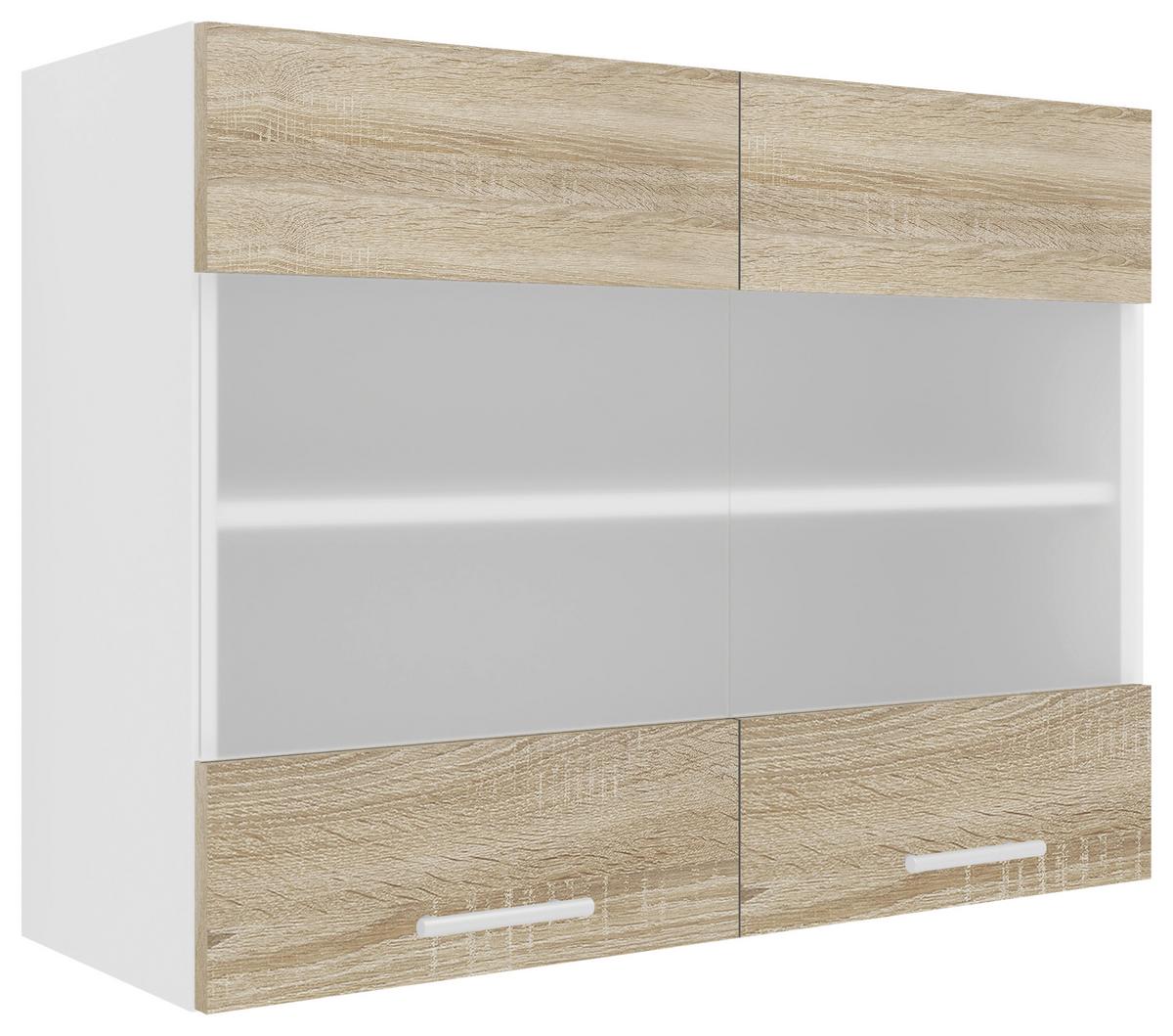 Küchenoberschrank Esilo B: 80 cm Weiß/Eiche Dekor - Weiß/Sonoma Eiche, KONVENTIONELL, Glas/Holzwerkstoff (80/60/31cm) - MID.YOU