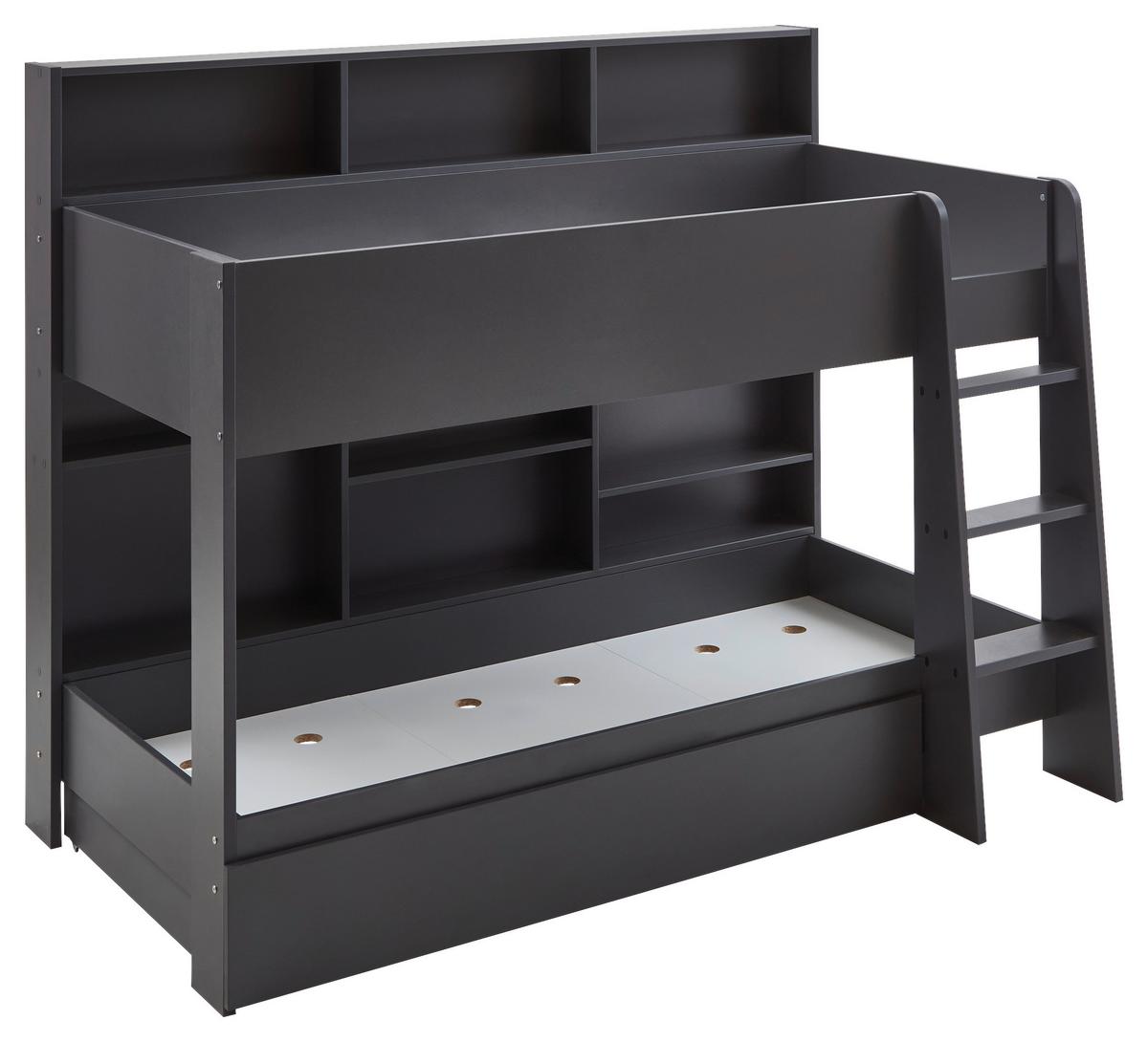 Etagenbett Sely Anthrazit Dekor, Lf: 90x200 Cm - Anthrazit, KONVENTIONELL, Holzwerkstoff (90/200cm)