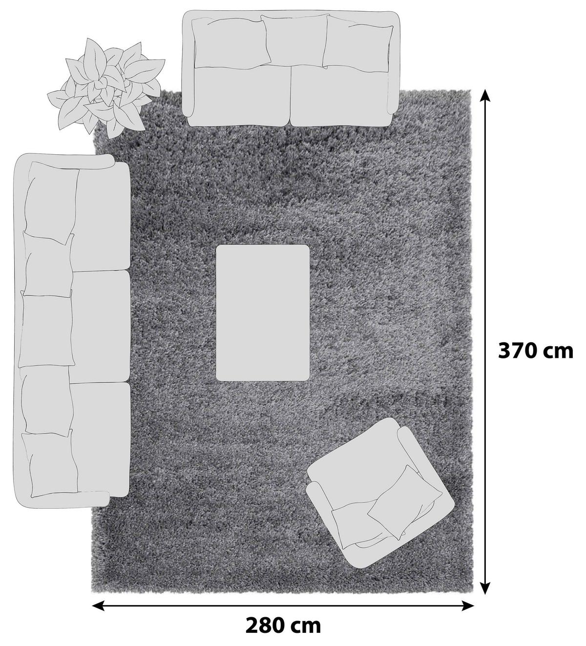 Hochflor Teppich Hellgrau Fluffy 280x370 cm - Hellgrau, Basics, Textil (280/370cm)