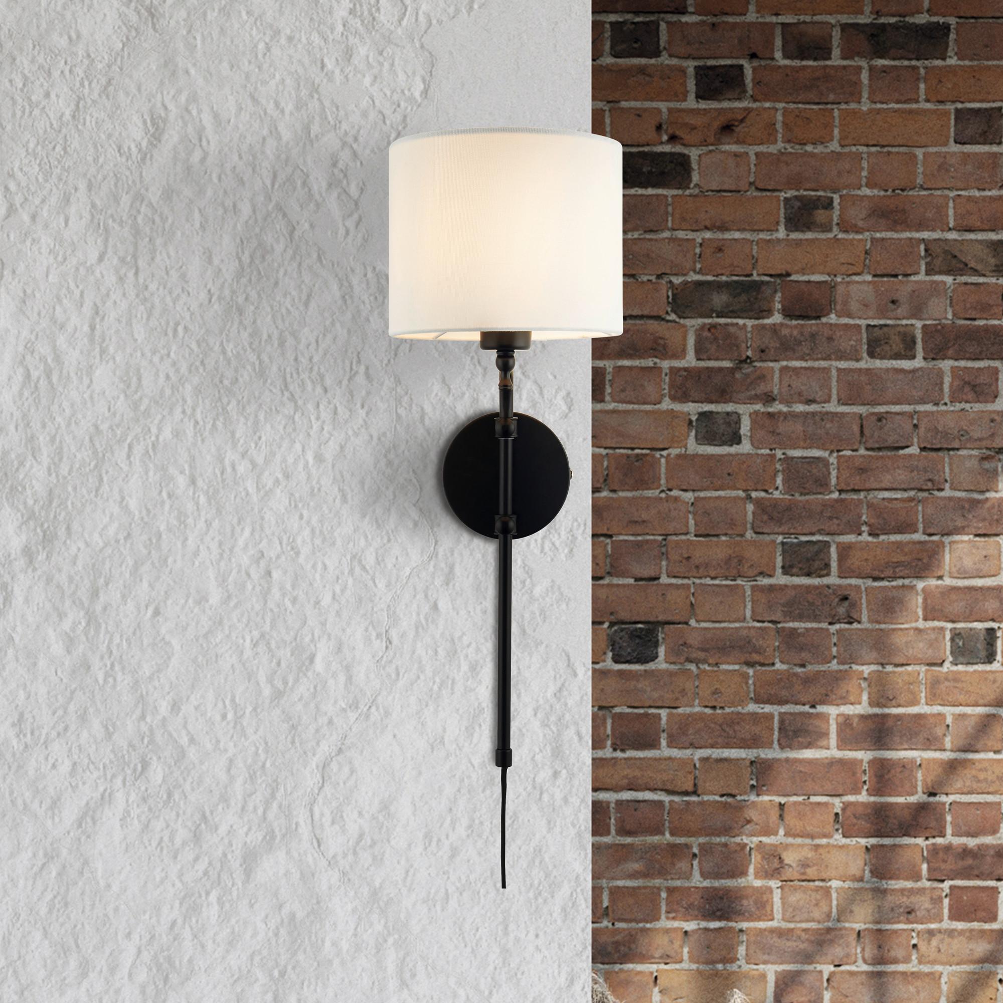 Wandleuchte Munich Eu12081-1bk - Schwarz/Naturfarben, Basics, Metall (20/56cm)