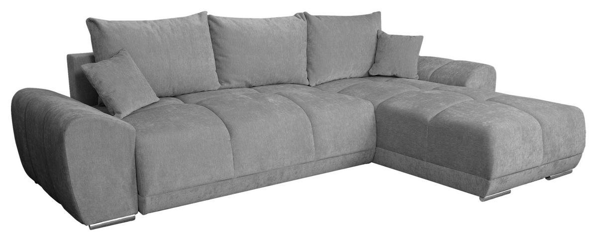 ECKSCHLAFSOFA Ramon, Dunkelgrau S: 296x182cm - Chromfarben/Dunkelgrau, Trend, Textil (296/182cm)
